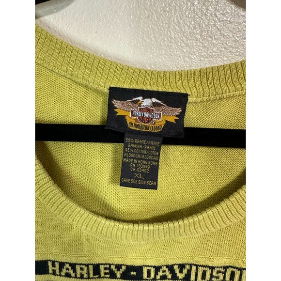 Harley-Davidson Vintage Women's Black/Yellow Cropped Knit Sweater, Size XL - Picture 2 of 5